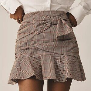 Anthropologie Maeve Plaid Ruffle Mini Skirt with Bow – NWT Size M